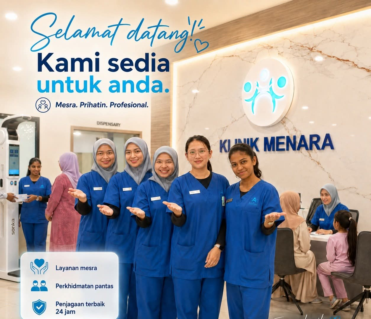 Klinik Menara welcome team at reception